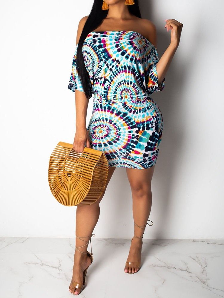 African Fashion Off Shoulder Half Sleeve Bodycon Dress