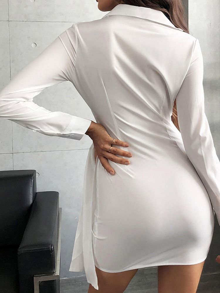 Asymmetrisk Langermet Over Kneet Asymmetrisk Vanlig Bodycon Kjole