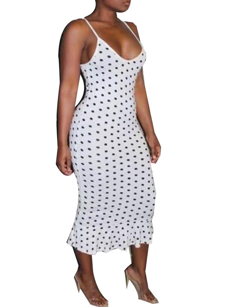 Bodycon Sleeveless Spaghetti Strap Polka Dots Dress