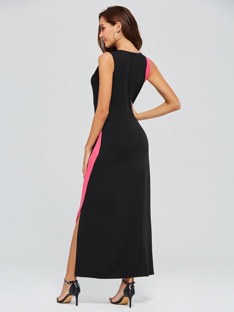 Color Block Scoop Pullover Sheath Dress