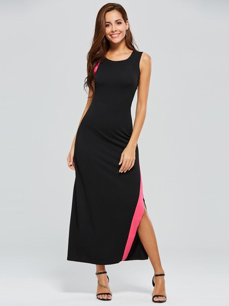 Color Block Scoop Pullover Sheath Dress