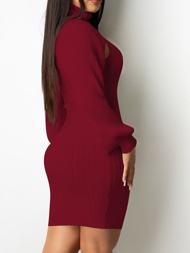 Ermeløs Over Knee Plain Bodycon Dress