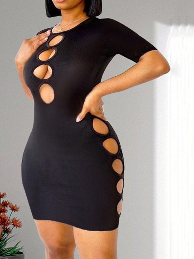 Kortermet Over Kneet Hul Sexy Vanlig Bodycon-Kjole