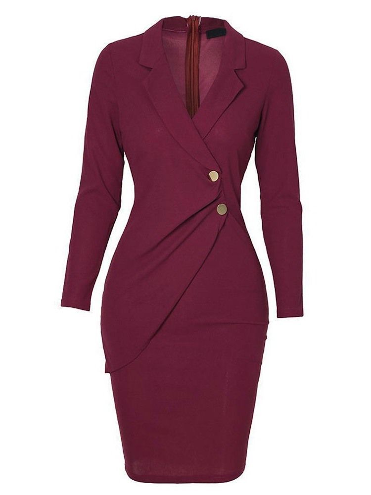 Lapel Asymmetrisk Above Knee Vanlig Single-Breasted Dress