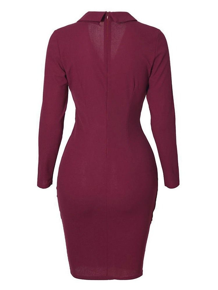 Lapel Asymmetrisk Above Knee Vanlig Single-Breasted Dress