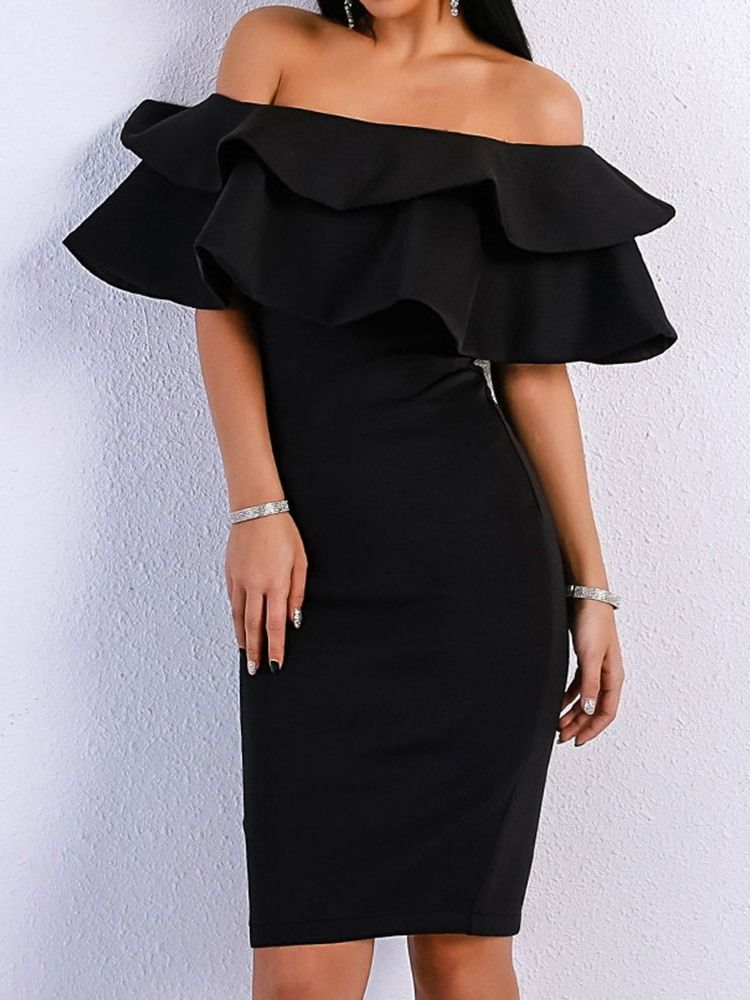 Little Black Kjole Off Shoulder Bodycon Black White Kjole Wedding Guest Dress