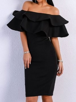 Little Black Kjole Off Shoulder Bodycon Black White Kjole Wedding Guest Dress