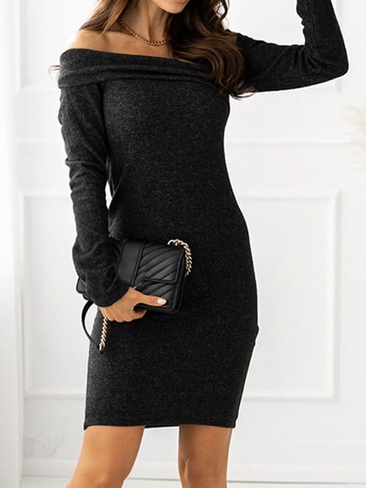 Long Sleeve Above Knee Bodycon Vårkjole