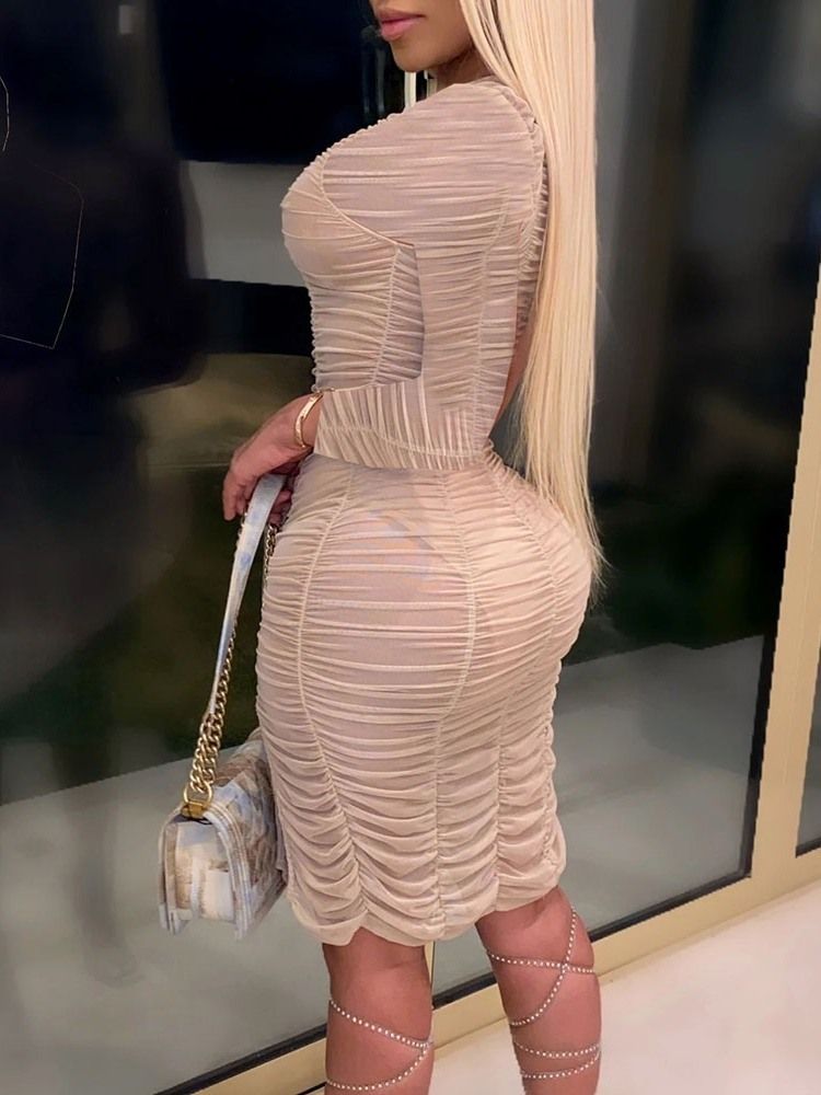 Long Sleeve Above Knee Split Date Night Going Out Bodycon Dress