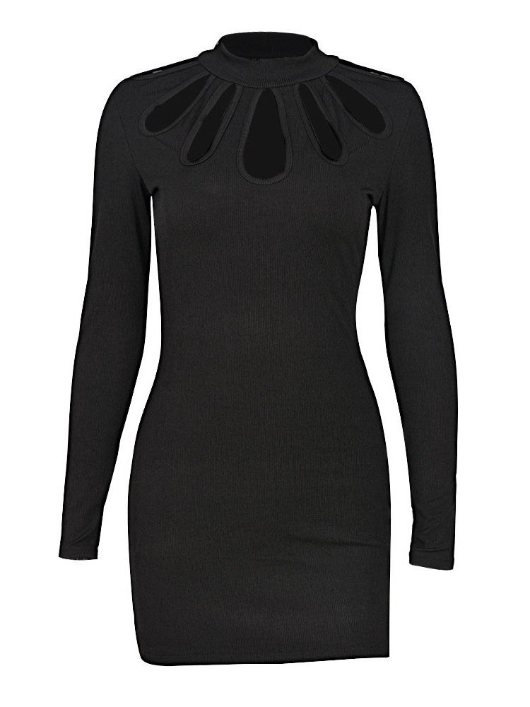 Over Kne Stativ Krage Langermet Sexy Bodycon Kjole