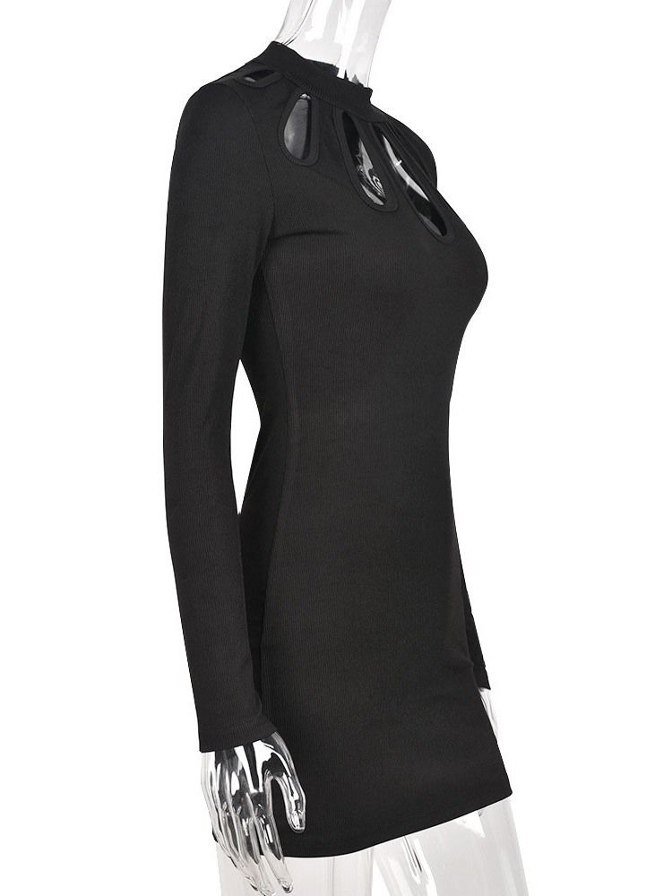 Over Kne Stativ Krage Langermet Sexy Bodycon Kjole