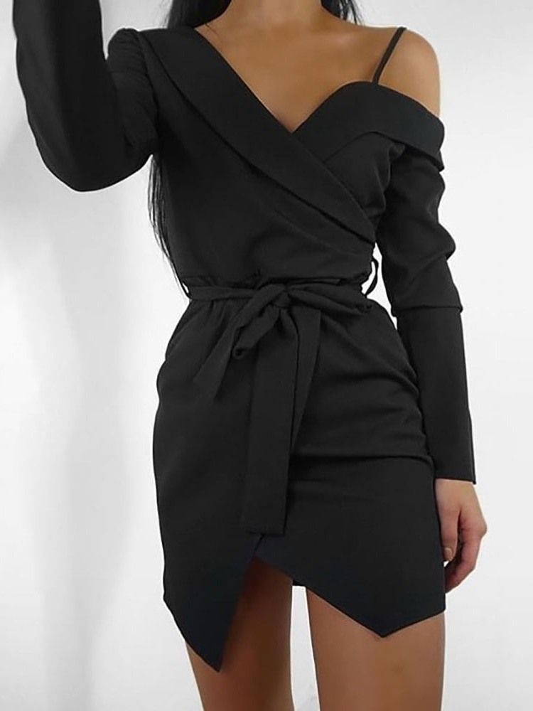 Over Kneet Lace-Up Langermet Pullover Fall Dress