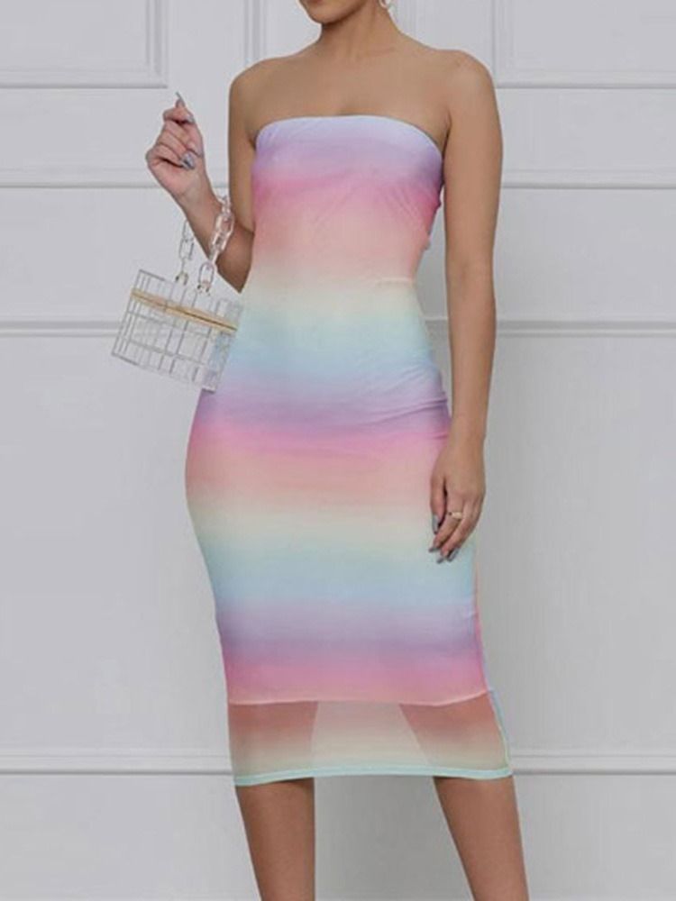 Ermeløs Mid-Calf Bodycon Gradient Dress