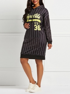 Print Knelang Pullover Ladylike Letter Dress