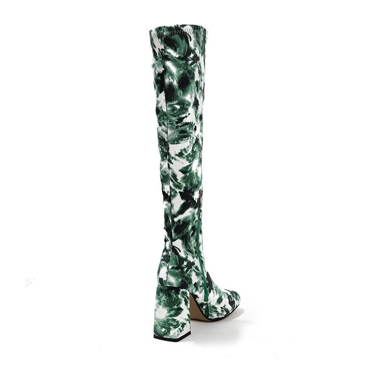 Chunky Heel Square Toe Camouflage Western støvler