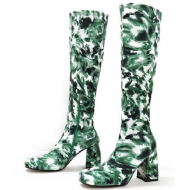 Chunky Heel Square Toe Camouflage Western støvler