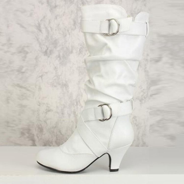 Sideglidelås Chunky Heel Calf High Slouchy Boots