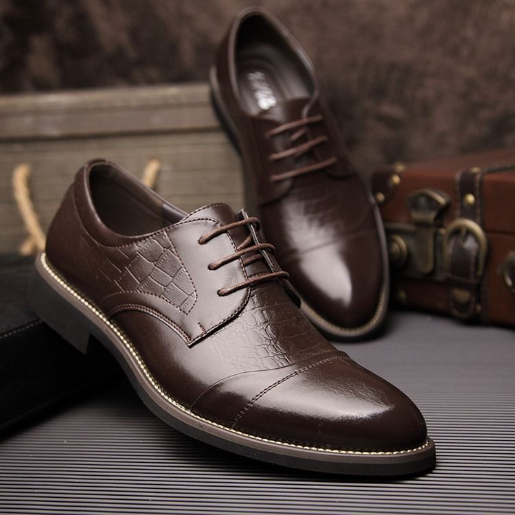 Croco Point Toe Menn Oxfords