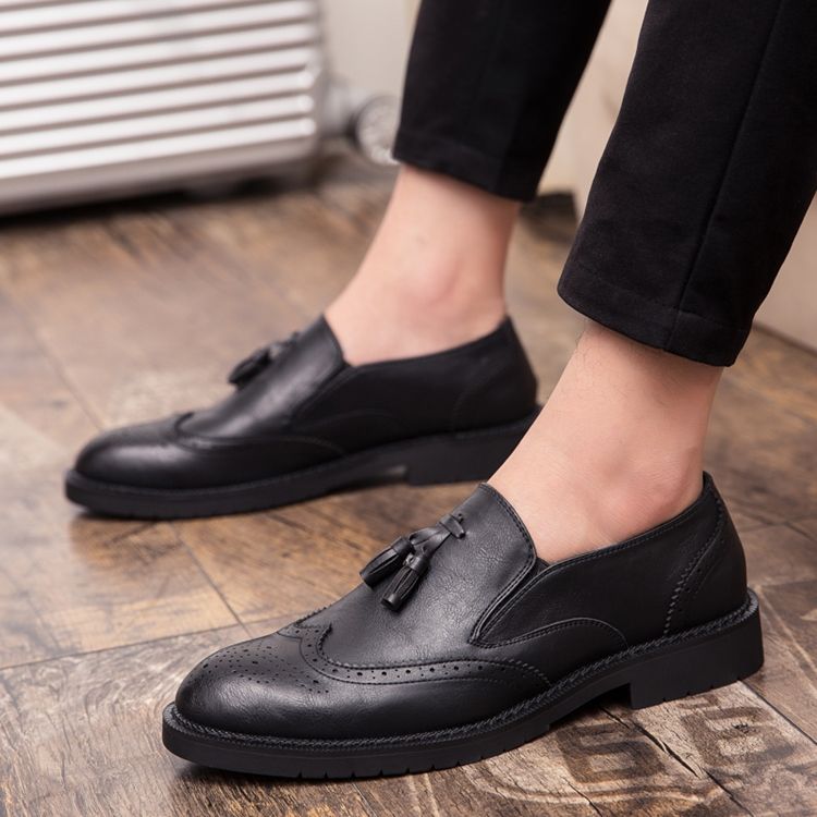 Pu Rund Toe Slip-On Menns Kjole Sko