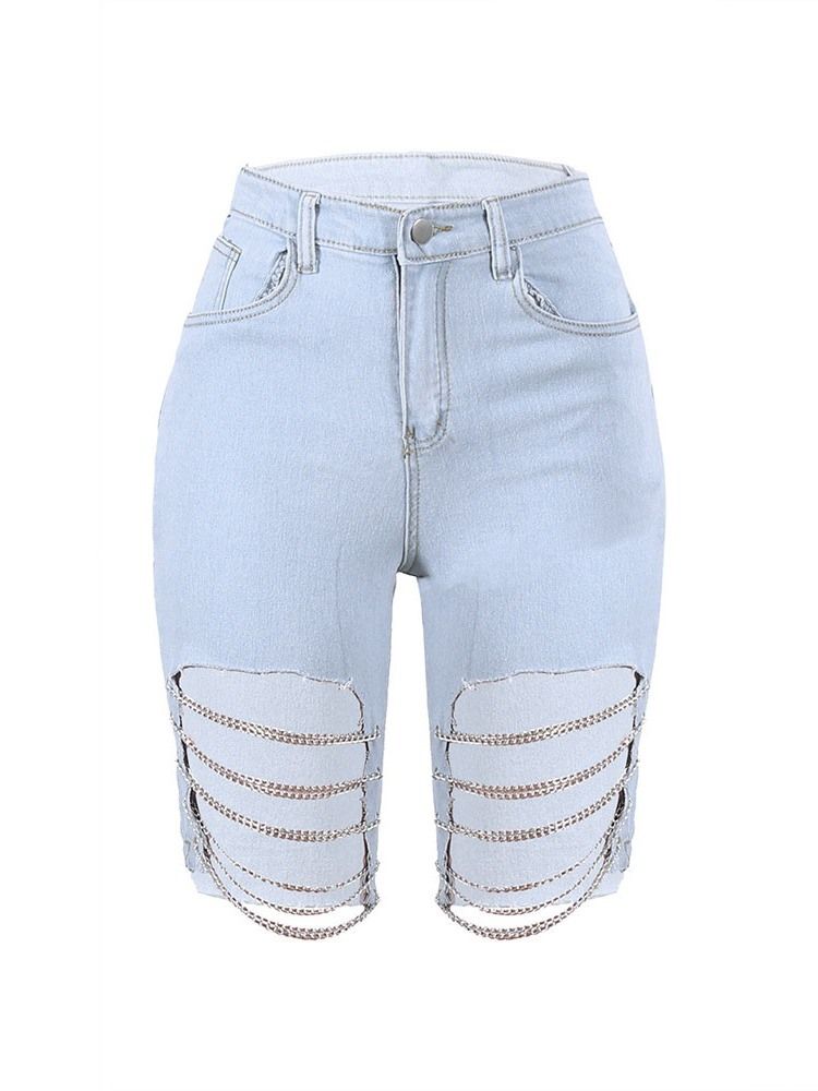 Asymmetrisk Kjede Vanlig Skinny Shorts