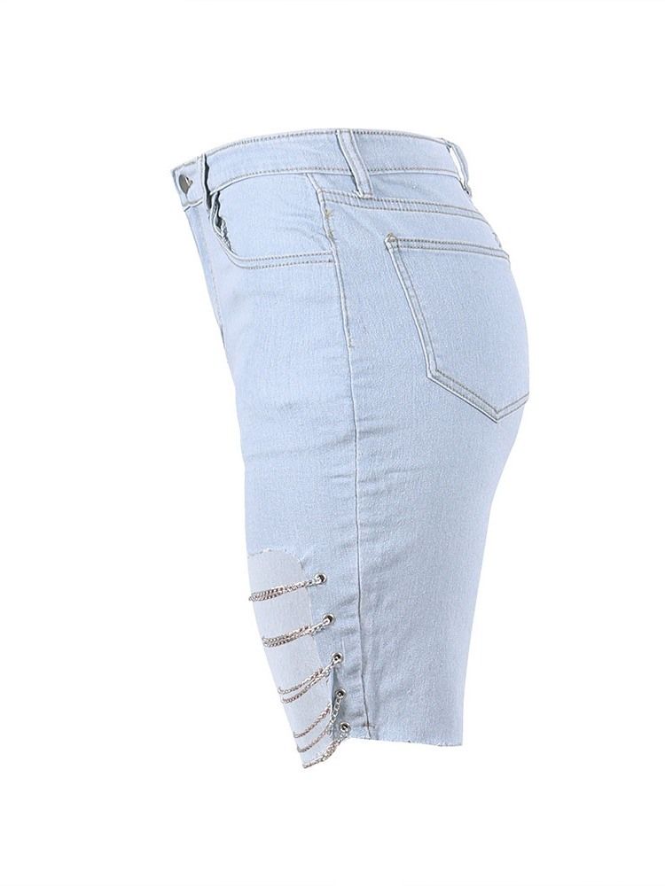 Asymmetrisk Kjede Vanlig Skinny Shorts