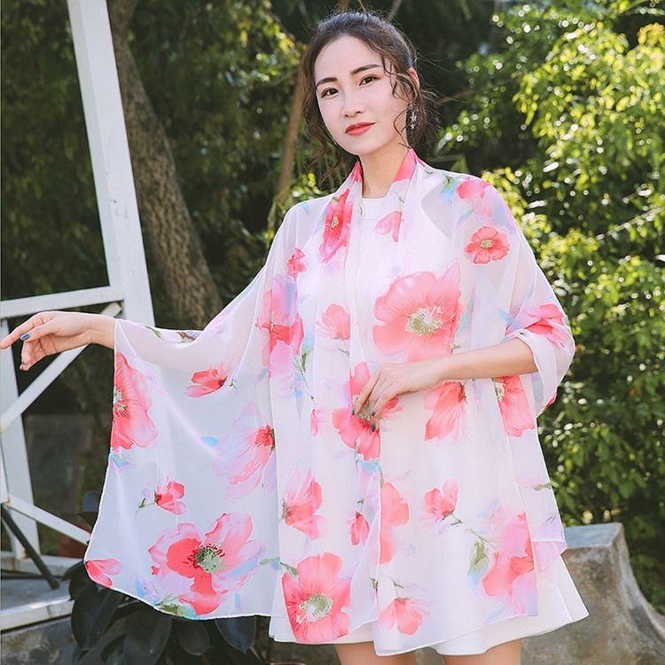 Chiffon Ny Stil Floral Skjerf