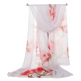 Chiffon Print Sommer Plante Skjerf