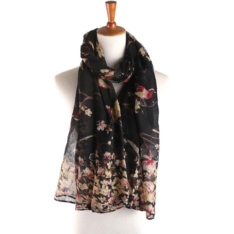 Voile Vintage Print Blomsterskjerf