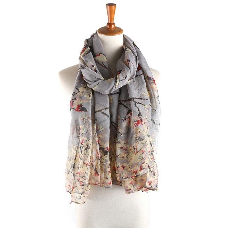 Voile Vintage Print Blomsterskjerf