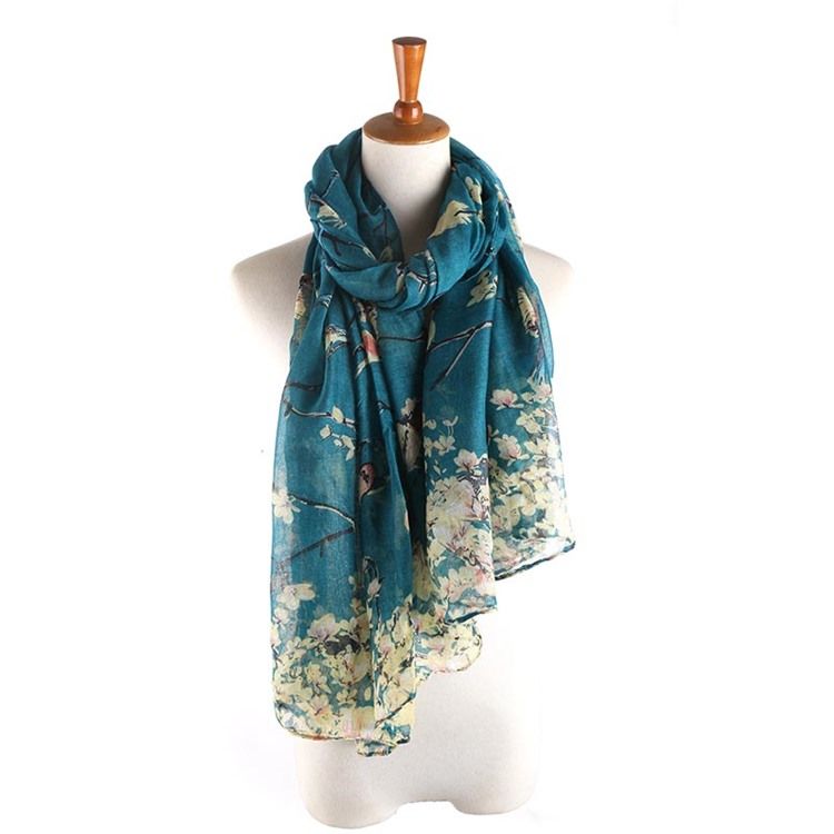 Voile Vintage Print Blomsterskjerf