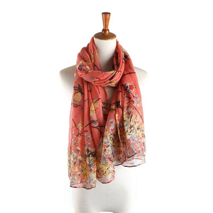 Voile Vintage Print Blomsterskjerf