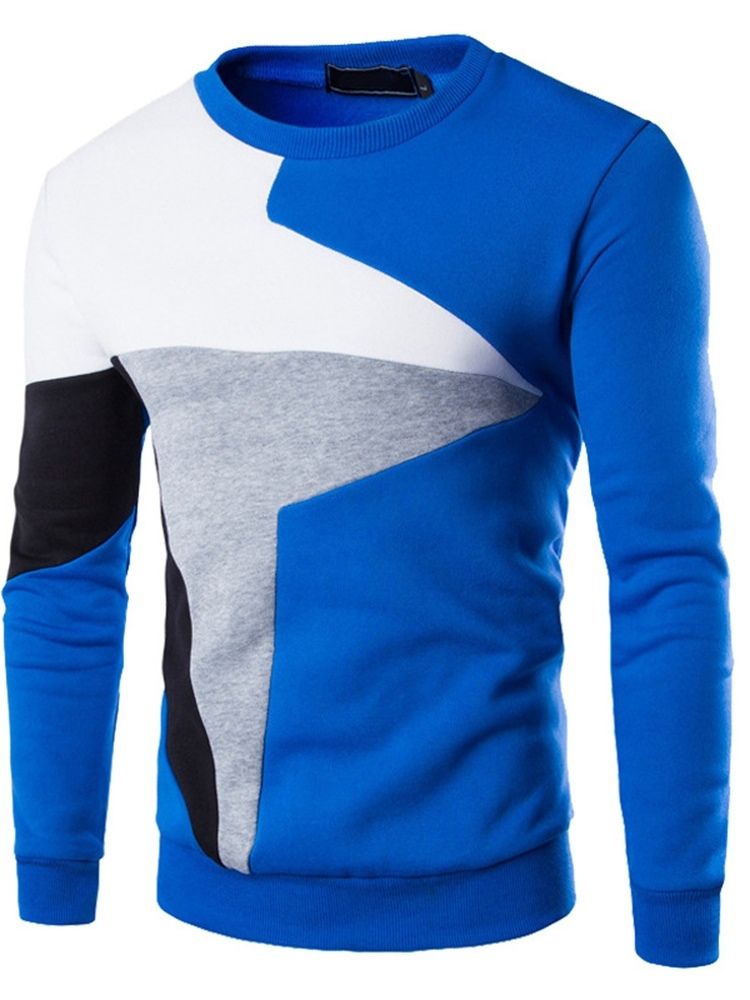 Patchwork Pullover Color Block Pullover Hettegensere Med Rund Hals