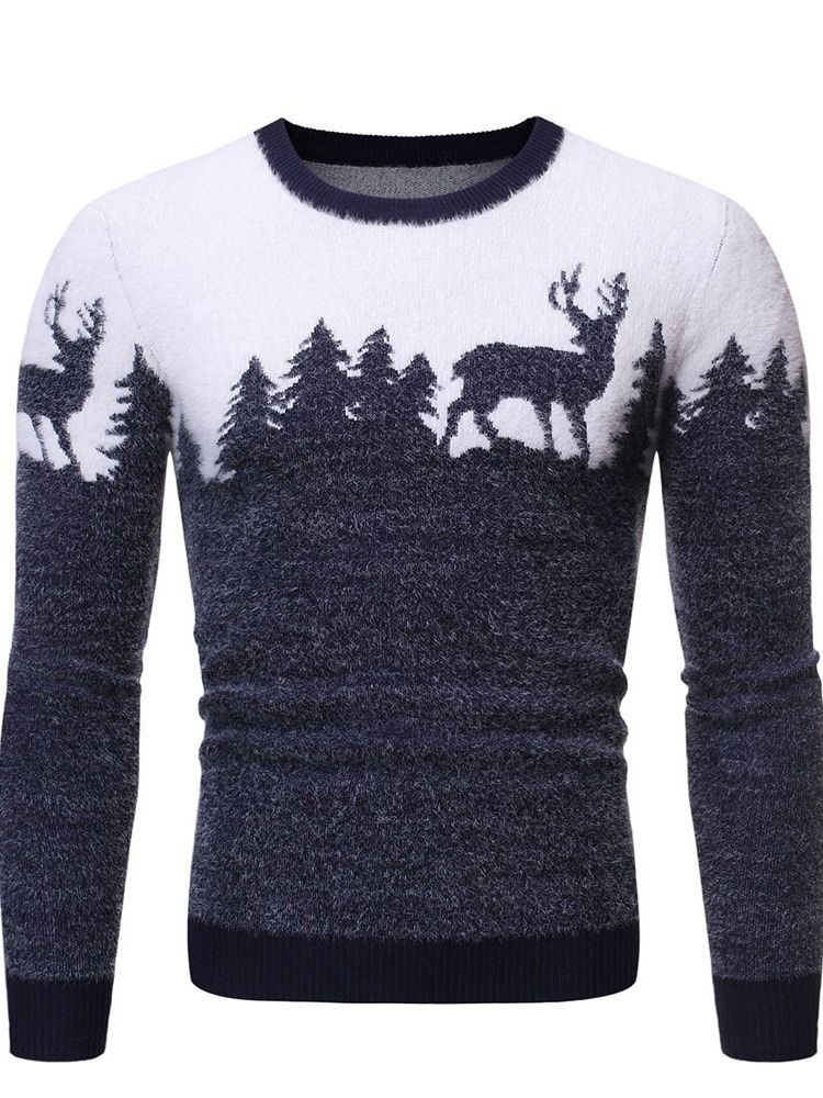 Rundhalset Standard Animal Winter Slim Genser For Menn