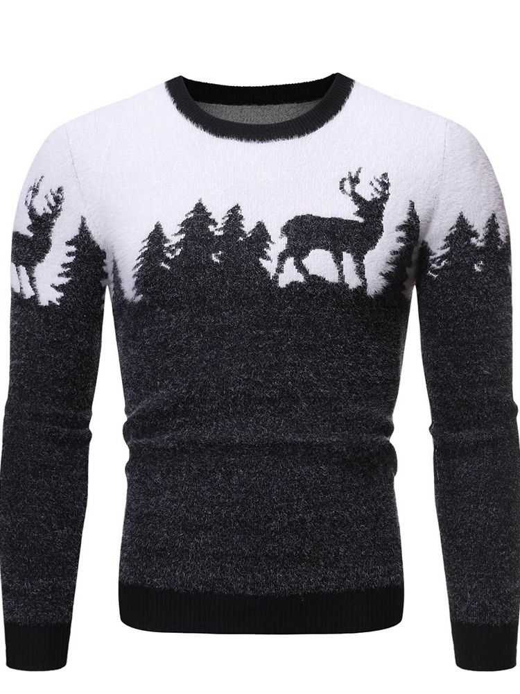 Rundhalset Standard Animal Winter Slim Genser For Menn