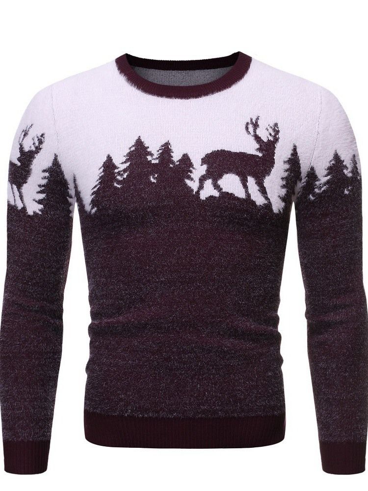 Rundhalset Standard Animal Winter Slim Genser For Menn