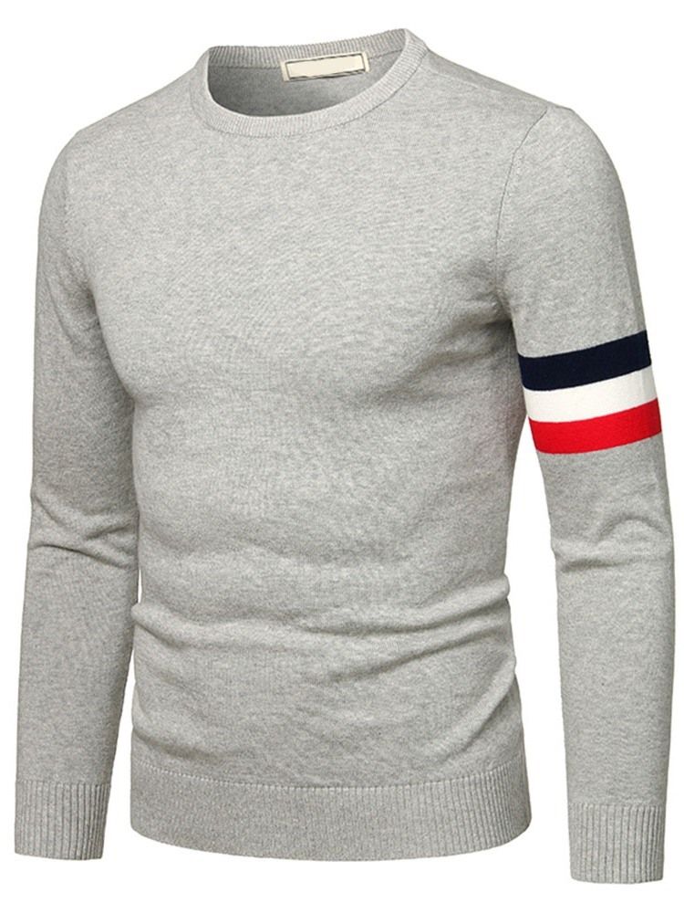 Standard Stripe Slim Casual Genser Med Rund Hals