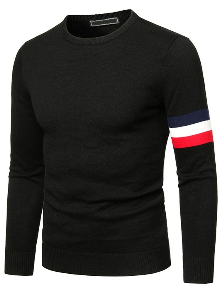 Standard Stripe Slim Casual Genser Med Rund Hals