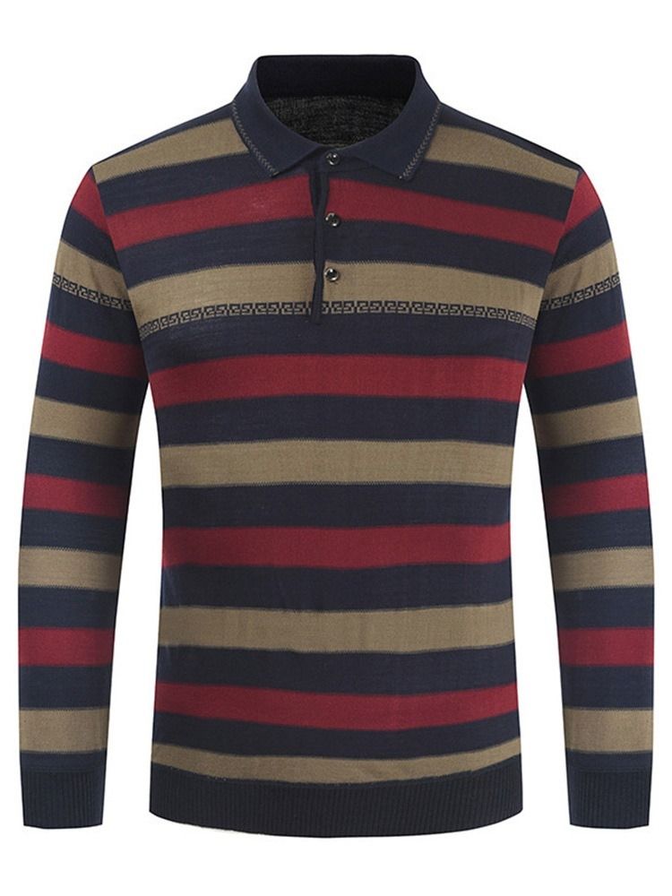 Stripe Polo Neck Standard European Spring Genser