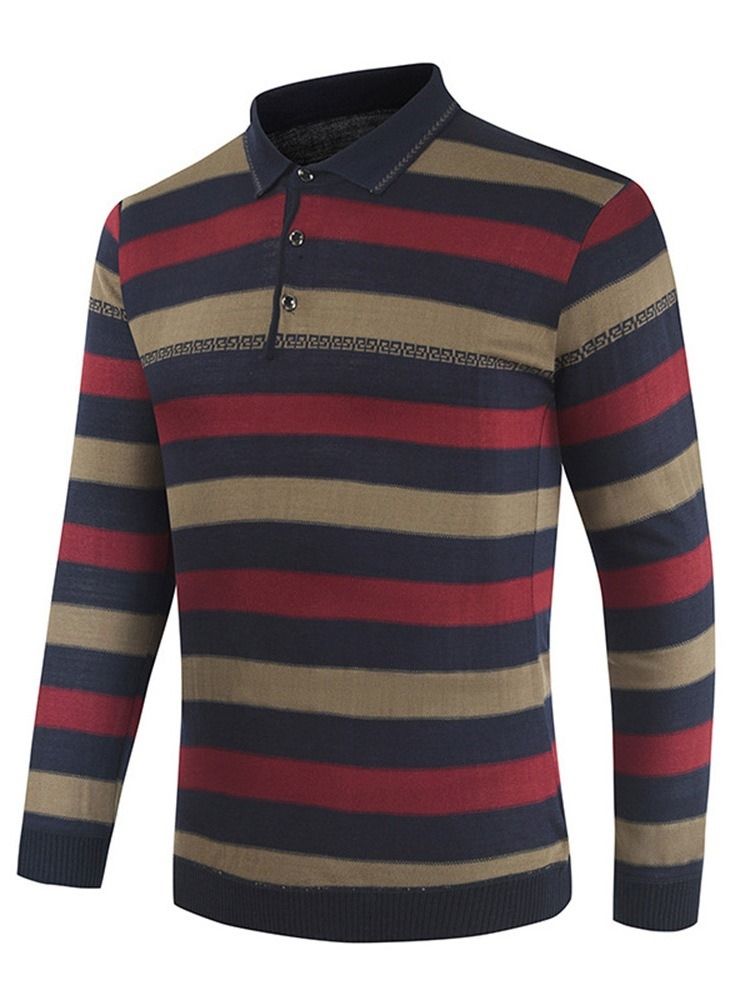 Stripe Polo Neck Standard European Spring Genser