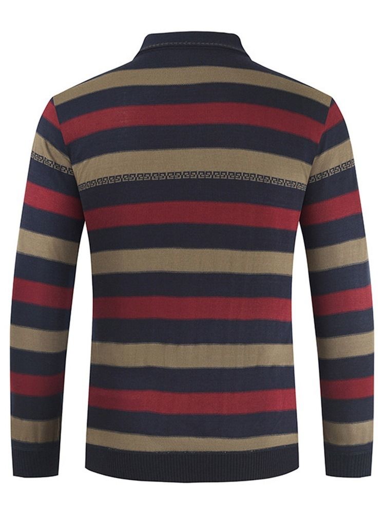 Stripe Polo Neck Standard European Spring Genser