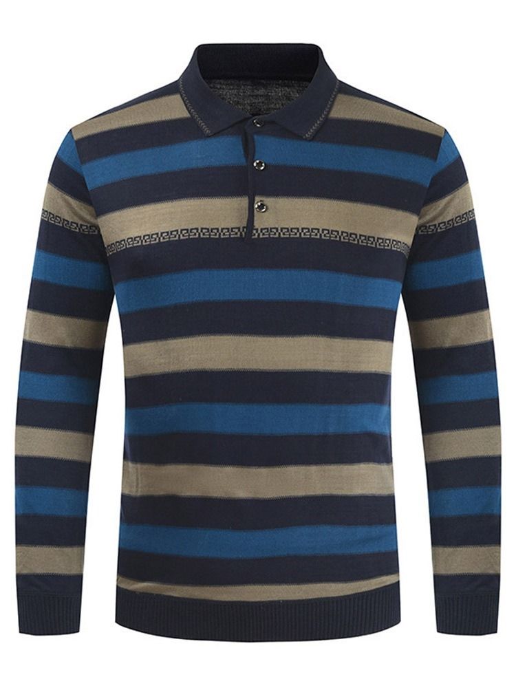 Stripe Polo Neck Standard European Spring Genser