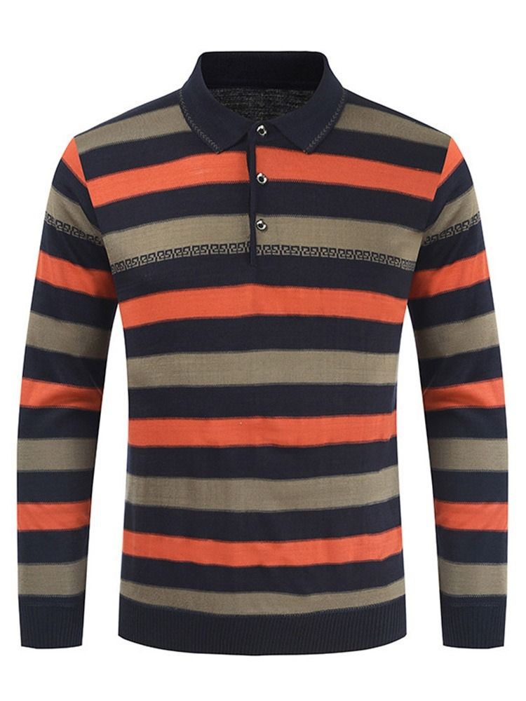 Stripe Polo Neck Standard European Spring Genser