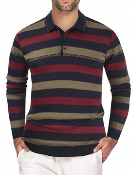 Stripe Polo Neck Standard European Spring Genser