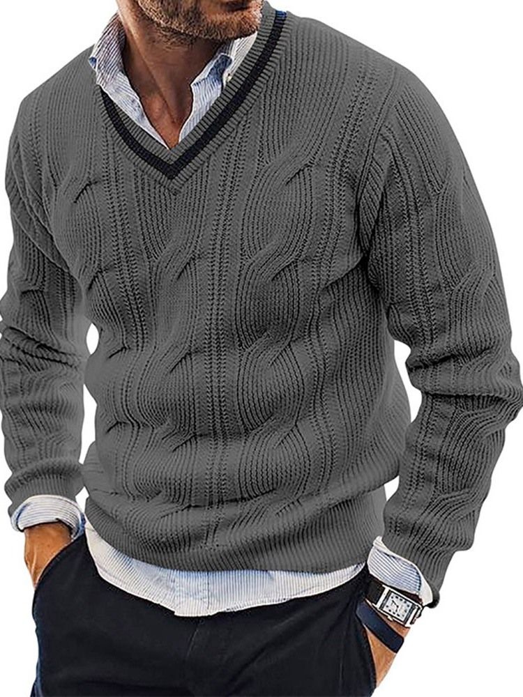 V-Hals Vanlig Standard Fall Casual Pullover Genser