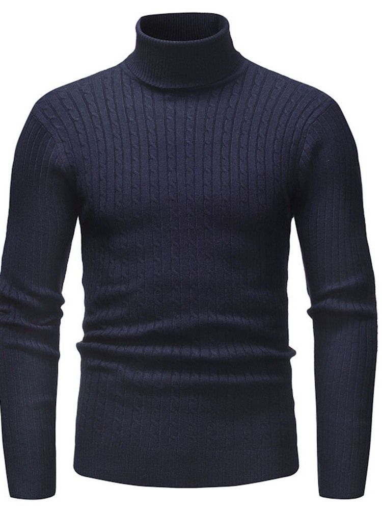 Vanlig Standard Turtleneck Uformell Slank Genser For Menn