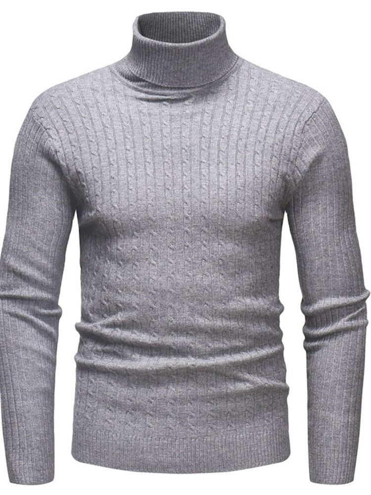 Vanlig Standard Turtleneck Uformell Slank Genser For Menn