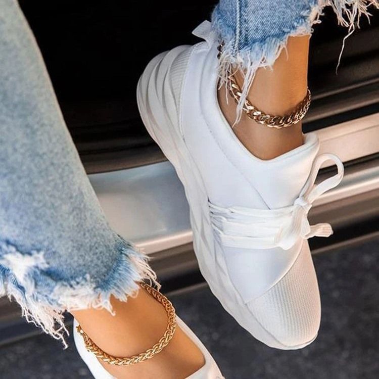 Lace-Up Slip-On Rund Tå Casual Tynne Sko