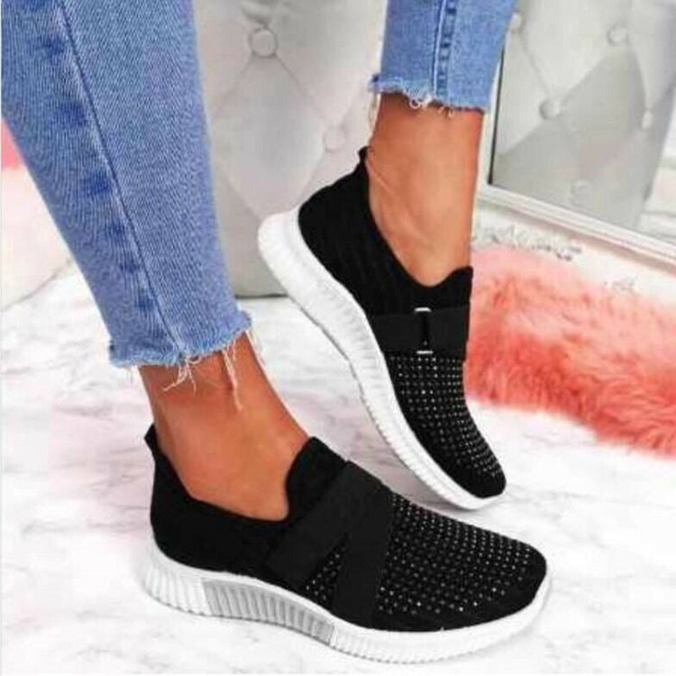 Slip-On Rhinestone Rund Toe Casual Sneakers