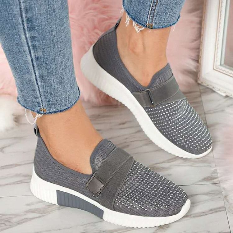 Slip-On Rhinestone Rund Toe Casual Sneakers