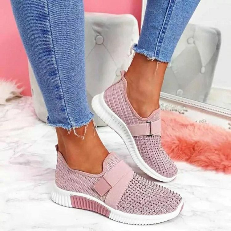 Slip-On Rhinestone Rund Toe Casual Sneakers